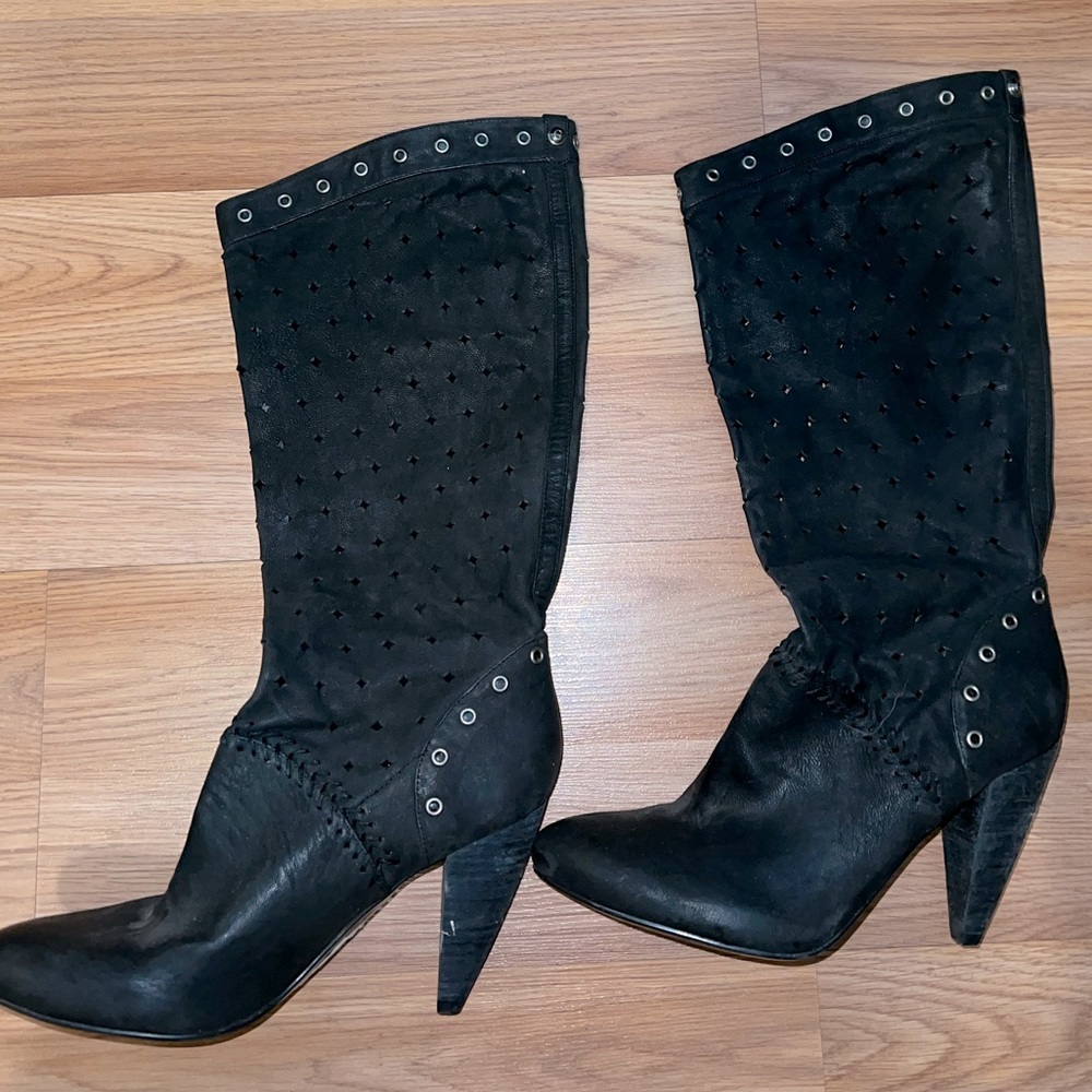 Perforated leather boots